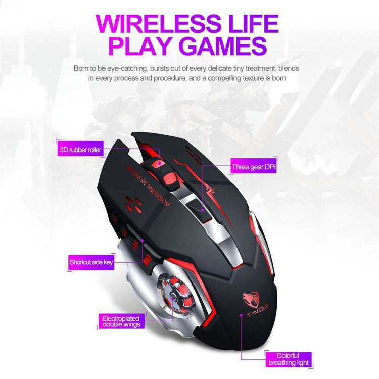 T-WOLF Q13 2.4GHz 6-keys RGB Colorful Light Gaming Wireless Mouse, Color: Single Mode White - Wireless Mice by T-WOLF | Online Shopping South Africa | PMC TechLife | Buy Now Pay Later Mobicred