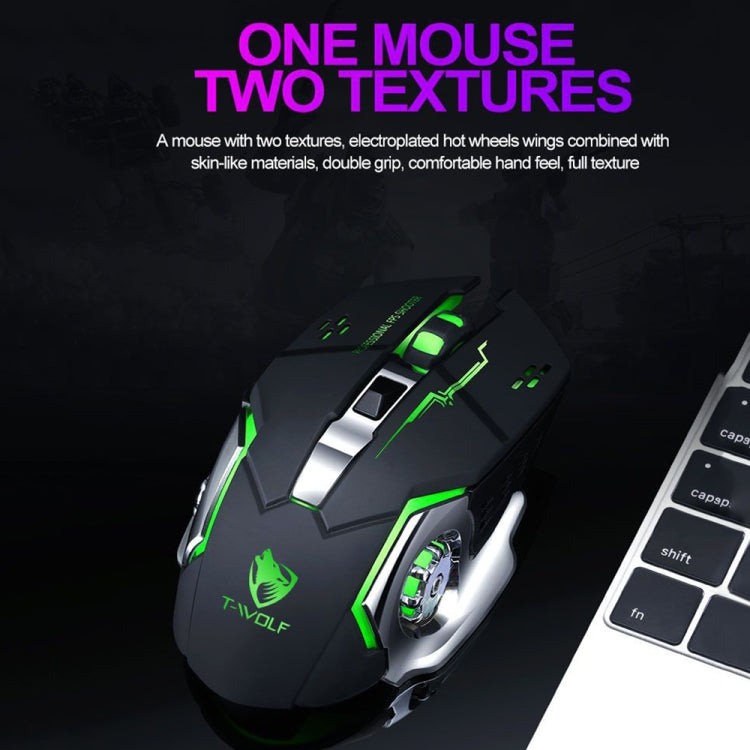 T-WOLF Q13 2.4GHz 6-keys RGB Colorful Light Gaming Wireless Mouse, Color: Single Mode White - Wireless Mice by T-WOLF | Online Shopping South Africa | PMC TechLife | Buy Now Pay Later Mobicred