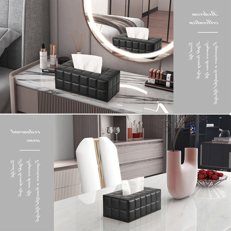 PU Leather Tissue Box Living Room Coffee Table Desktop Paper Holder Car Hotel Tissue Storage Box(White) - Storage Boxes by PMc TechLife | Online Shopping South Africa | PMc TechLife | Buy Now Pay Later Mobicred