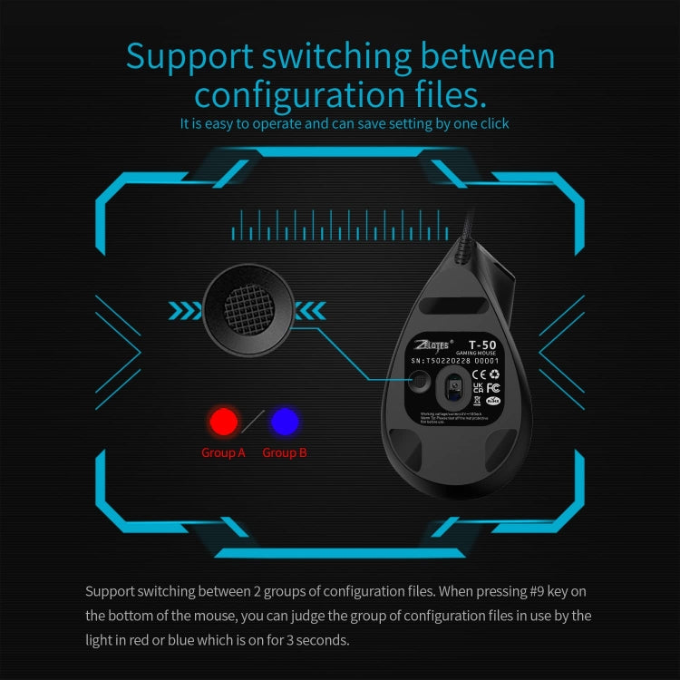 ZELOTES T50 9-Keys RGB Lighting Effect Vertical Grip Ergonomic Programming Wired Mouse(Black) - free shipping - PMC TechLife - Order now!
