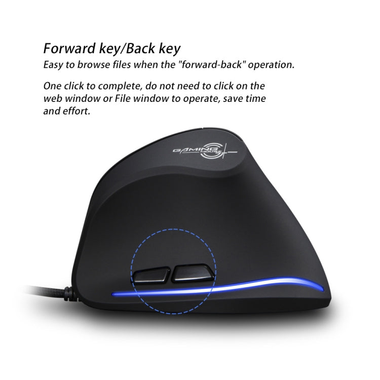 ZELOTES T20 6-Keys Vertical Grip Ergonomic Laptop Wired Mouse(Black) - Wired Mice by ZELOTES | Online Shopping South Africa | PMC TechLife | Buy Now Pay Later Mobicred