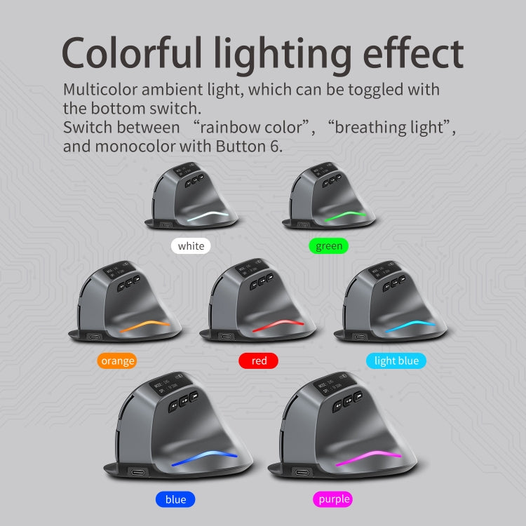 ZELOTES F-26C 8-Keys 2.4G+Bluetooth Dual-Mode LED Display Vertical Grip Wireless Mouse(Gray) - free shipping - PMC TechLife - Order now!