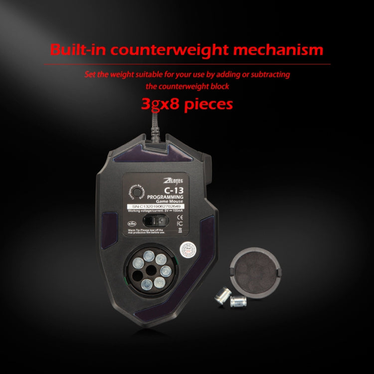 ZELOTES C13 13-keys RGB Lighting Effect Programming Macro Custom Gaming Wired Mouse(Black) - free shipping - PMC TechLife - Order now!