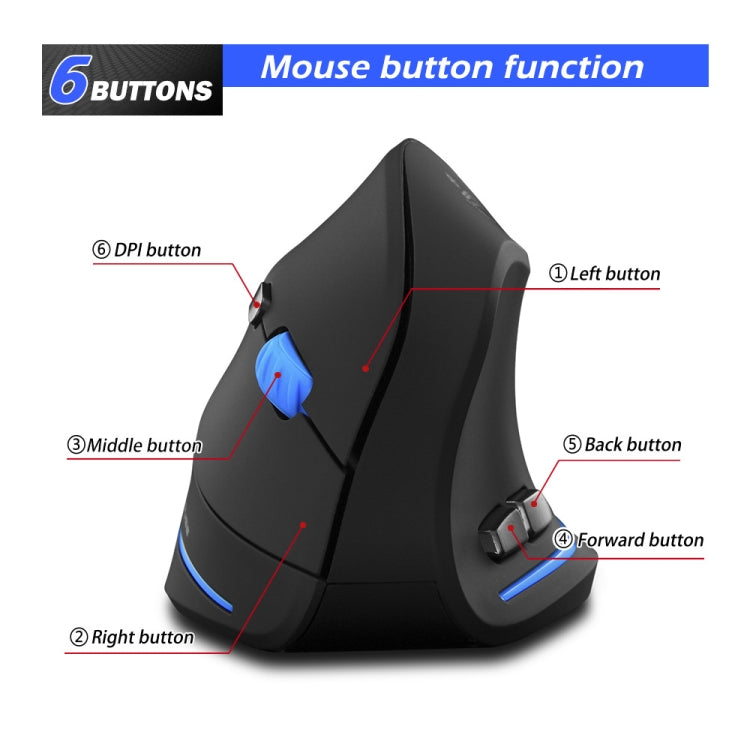 ZELOTES F-35A 6-Buttons Vertical Grip Ergonomic Rechargeable Wireless Mouse(Wireless Version) - free shipping - PMC TechLife - Order now!