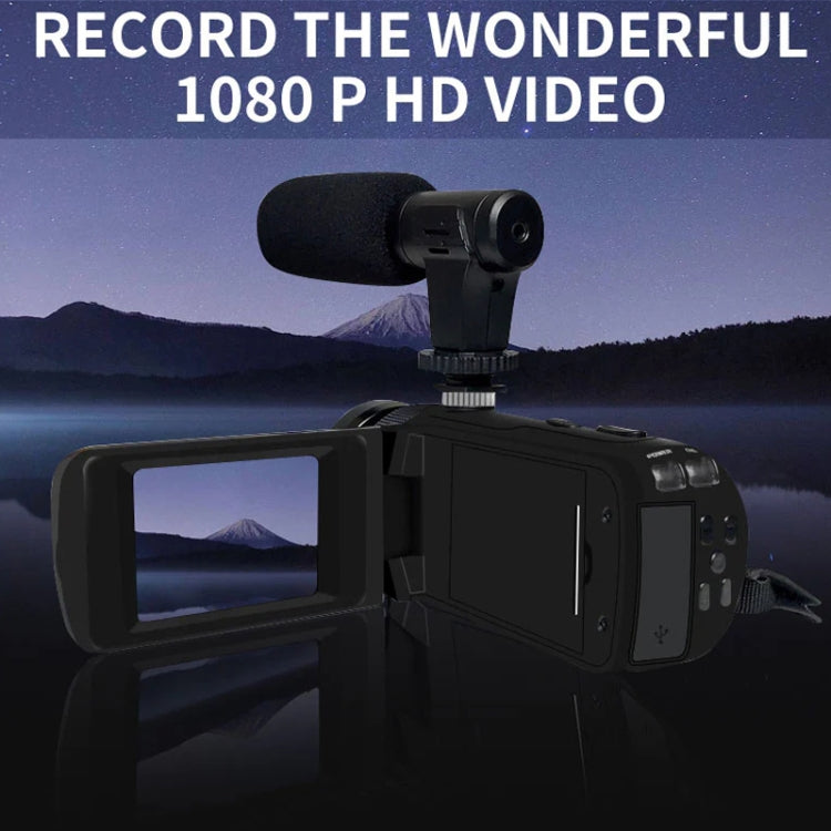 16MP 16X Digital Zoom Vlogging Camera Video Camcorder with 2.4 Inch Flip Screen, Spec: With Wide Angle & Mic EU Plug - Video Cameras by PMC TechLife | Online Shopping South Africa | PMC TechLife | Buy Now Pay Later Mobicred