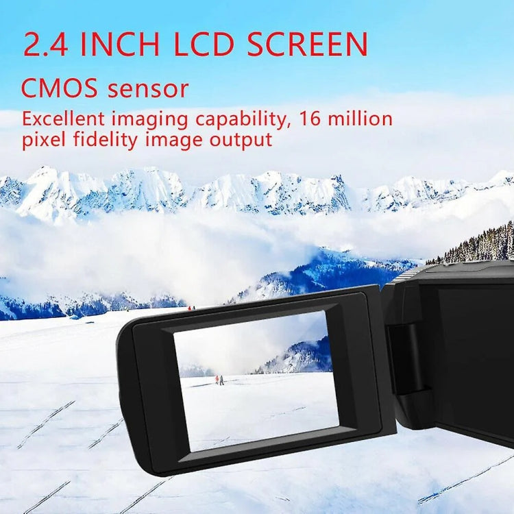 16MP 16X Digital Zoom Vlogging Camera Video Camcorder with 2.4 Inch Flip Screen, Spec: With Wide Angle & Mic UK Plug - Video Cameras by PMC TechLife | Online Shopping South Africa | PMC TechLife | Buy Now Pay Later Mobicred