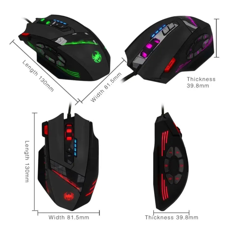 ZELOTES C12 12-buttons Ergonomic Programming Custom Gaming Wired Mouse(Black) - free shipping - PMC TechLife - Order now!