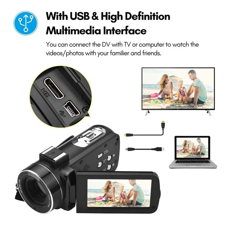 4K  Digital Video Camera 3 Inch IPS Touch Screen 56MP 18X Digital Zoom WiFi Camcorder, Spec: Set 2 - Video Cameras by PMC TechLife | Online Shopping South Africa | PMC TechLife | Buy Now Pay Later Mobicred