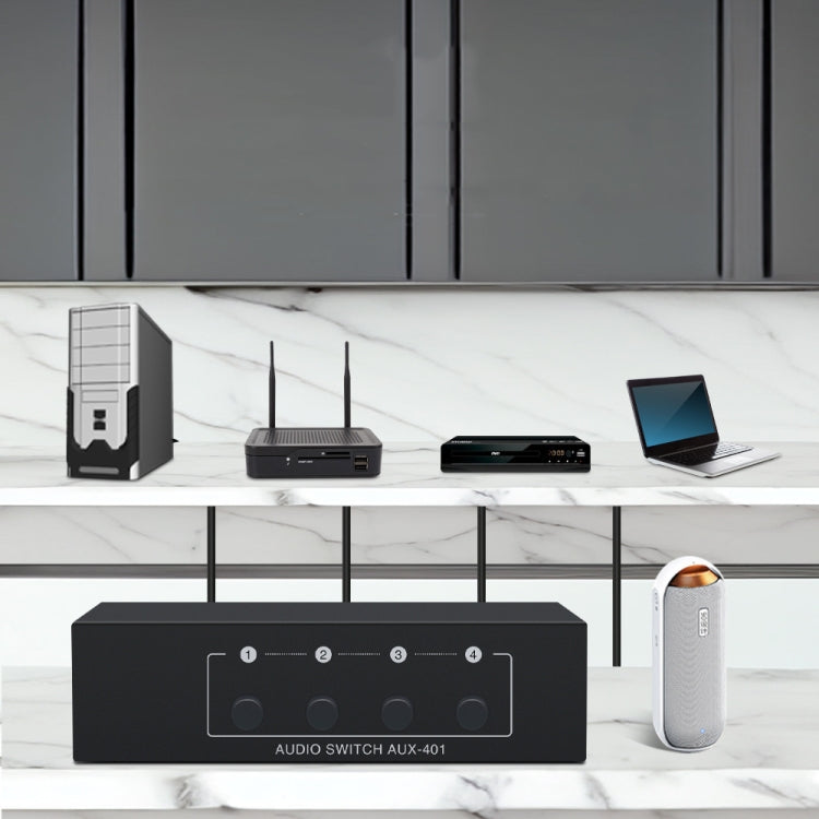 4 In 1 Out  3.5mm + RCA Audio Switcher 4 Channels Audio Converter(Black) -  by PMC TechLife | Online Shopping South Africa | PMC TechLife | Buy Now Pay Later Mobicred