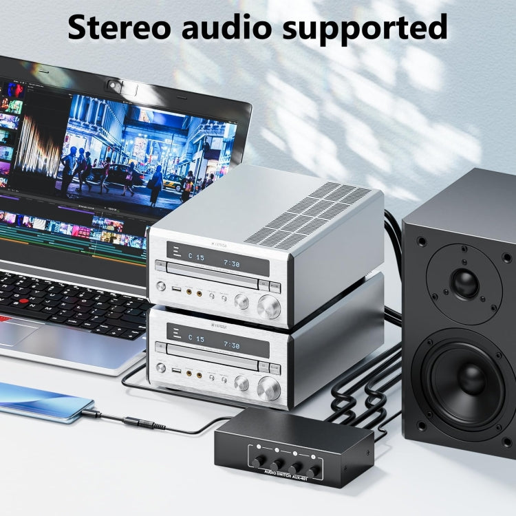 4 In 1 Out  3.5mm + RCA Audio Switcher 4 Channels Audio Converter(Black) -  by PMC TechLife | Online Shopping South Africa | PMC TechLife | Buy Now Pay Later Mobicred