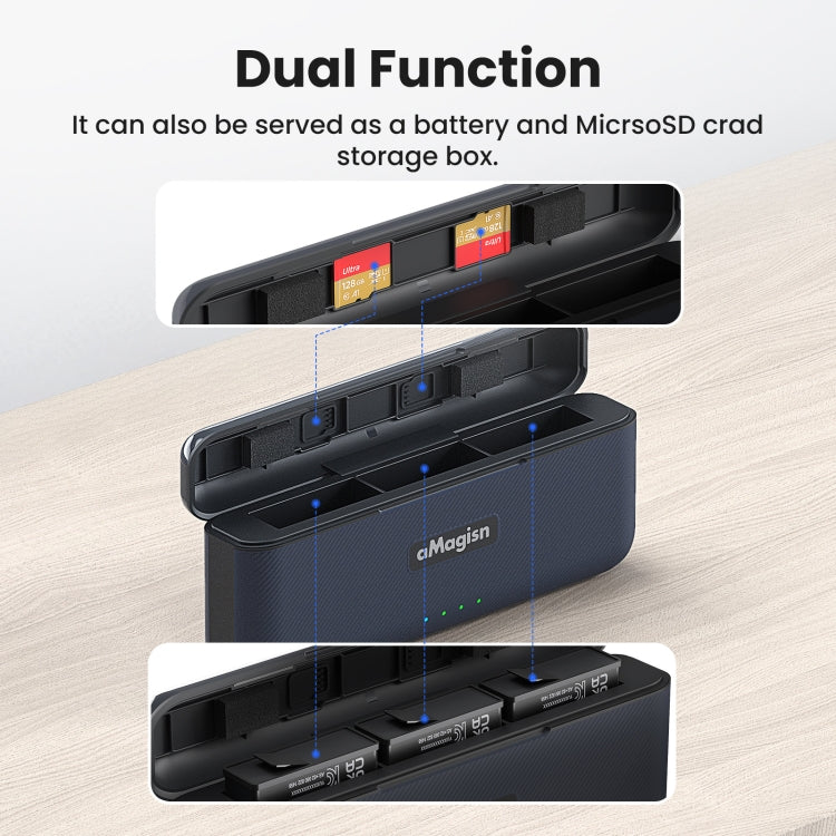 For DJI Osmo 360/Action 5 Pro aMagisn Battery Charger Fast Charging Box Storage Compartment - free shipping - PMC TechLife - Order now!