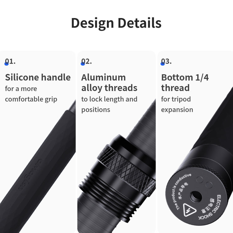 aMagisn 3m Carbon Fiber Invisible Selfie Stick Extension Rod For Action Camera - free shipping - PMC TechLife - Order now!
