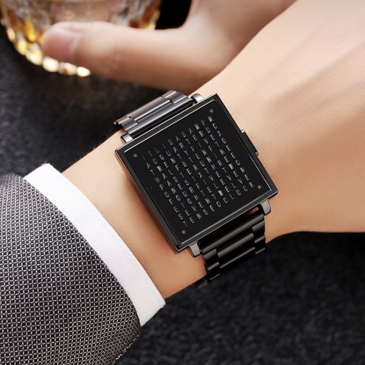 SKMEI Multi-function Letter Display Dial Square Men Electronic Watch, Color: Black Steel Band - free shipping - PMC TechLife - Order now!