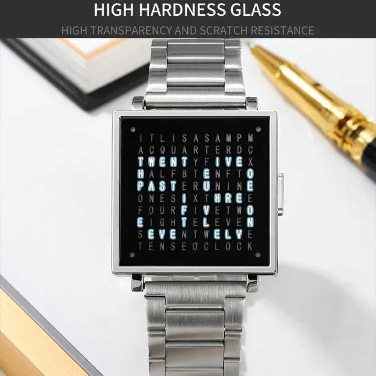 SKMEI Multi-function Letter Display Dial Square Men Electronic Watch, Color: Black Steel Band - free shipping - PMC TechLife - Order now!