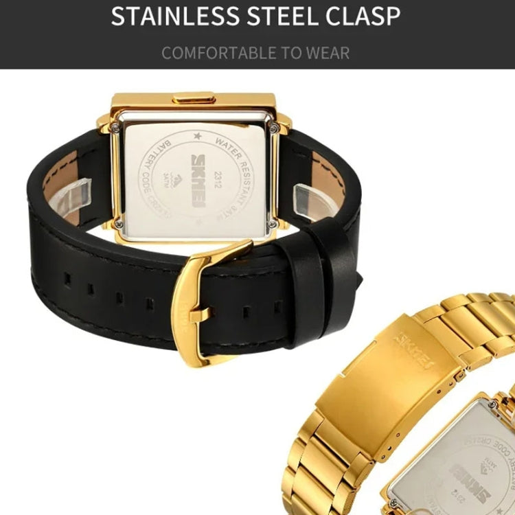 SKMEI Multi-function Letter Display Dial Square Men Electronic Watch, Color: Black Steel Band - free shipping - PMC TechLife - Order now!