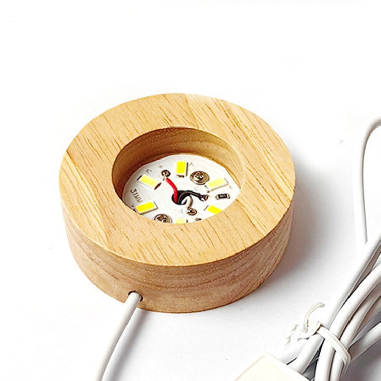 LED Light Solid Wood Luminous Base for Resin Art Acrylic Glass Lights Round 10x2cm(Three-color Light) - free shipping - PMc TechLife - Order now!