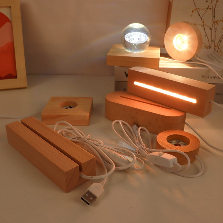 LED Light Solid Wood Luminous Base for Resin Art Acrylic Glass Lights Round 6x2cm(Warm Light) - free shipping - PMc TechLife - Order now!