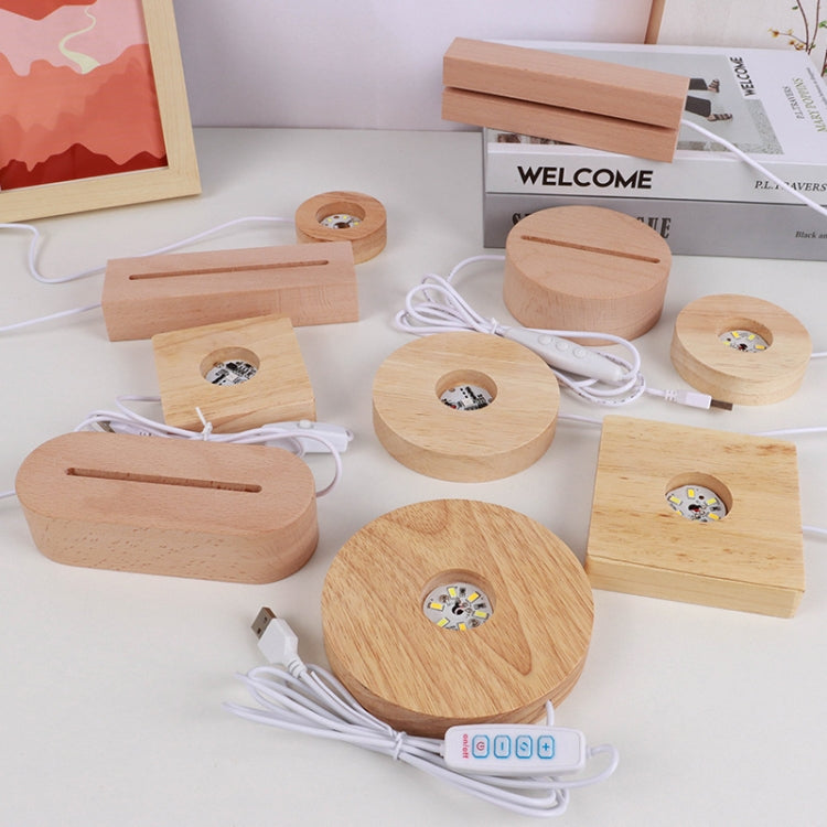 LED Light Solid Wood Luminous Base for Resin Art Acrylic Glass Lights Round 6x2cm(Warm Light) - free shipping - PMc TechLife - Order now!