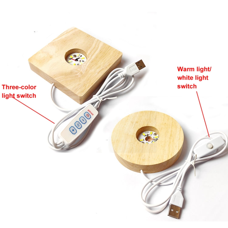 LED Light Solid Wood Luminous Base for Resin Art Acrylic Glass Lights Round 6x2cm(Warm Light) - free shipping - PMc TechLife - Order now!