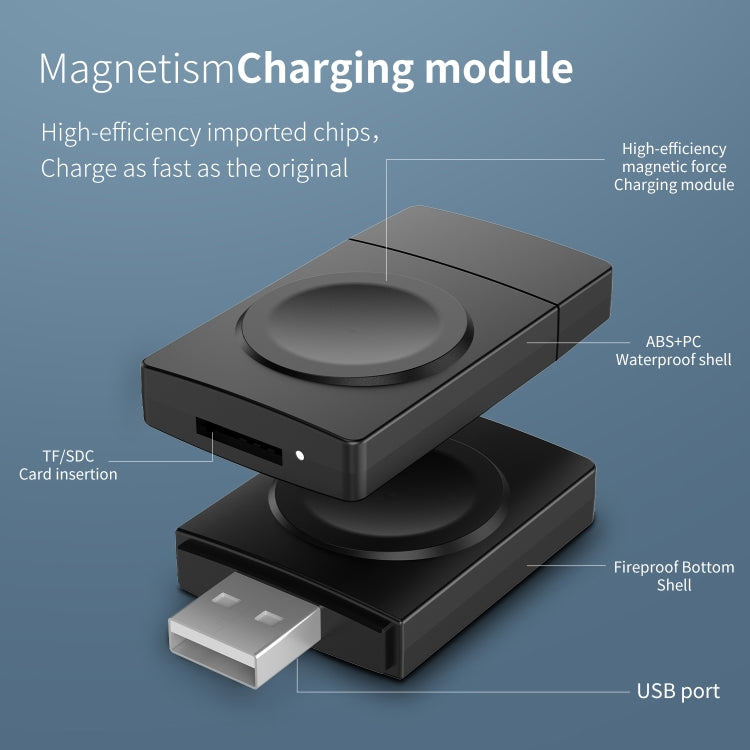S02 For Apple Watch Series USB Magnetic Watch Wireless Charger With Card Reader Function(White) - Charger / Holder by PMC TechLife | Online Shopping South Africa | PMC TechLife | Buy Now Pay Later Mobicred
