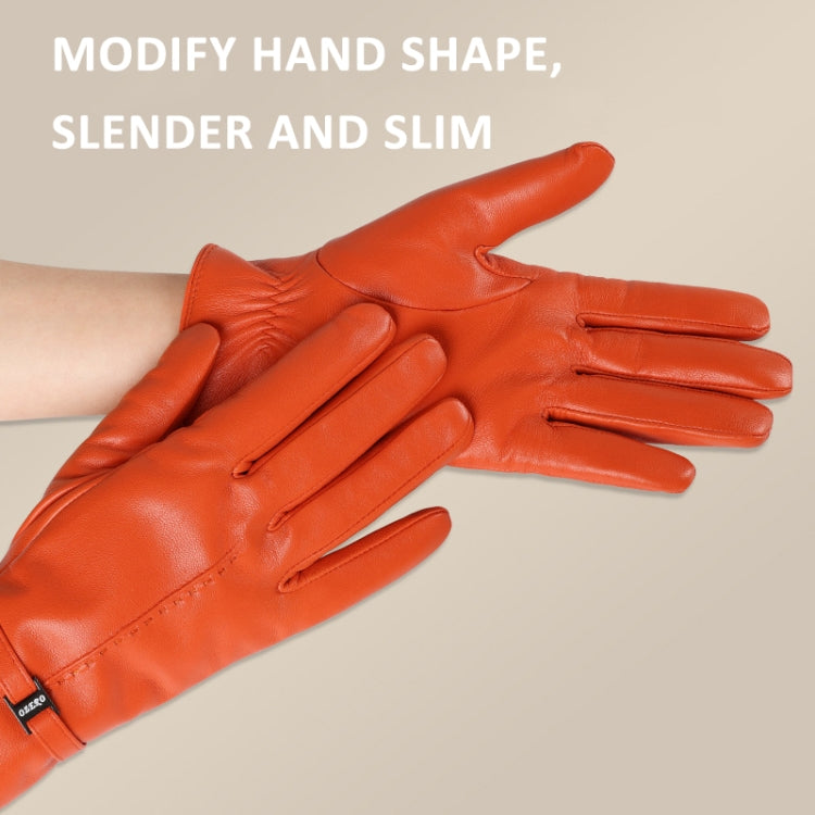 OZERO Women Sheepskin Warm Gloves with Fleece Lining Split Finger Elasticated Gloves, Size: M(Orange Red) - Full Finger Gloves by OZERO | Online Shopping South Africa | PMC TechLife | Buy Now Pay Later Mobicred