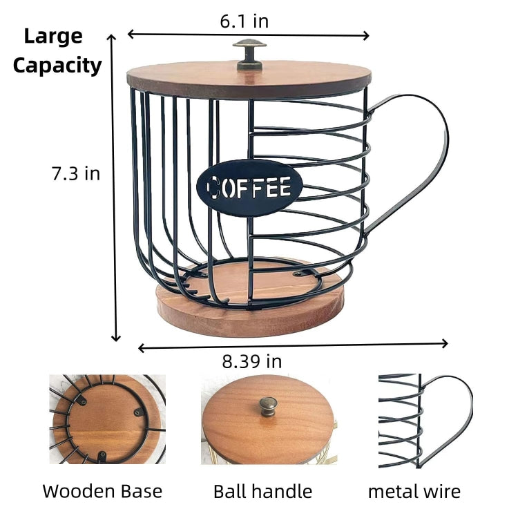 Coffee Companion Storage Rack Cup-Shaped Kitchen Storage Basket, Color: Gold with Words���Lid - free shipping - PMC TechLife - Order now!