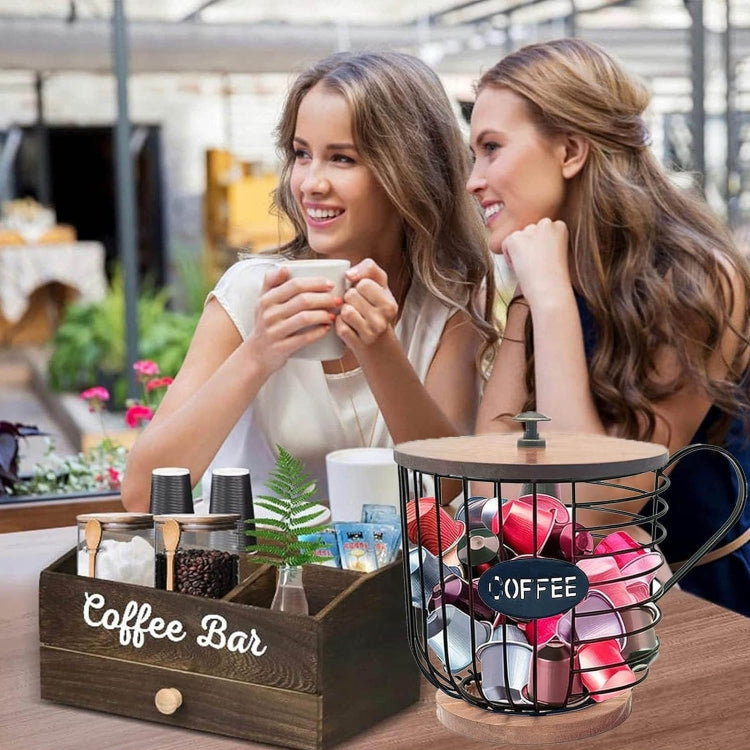 Coffee Companion Storage Rack Cup-Shaped Kitchen Storage Basket, Color: Gold No Words + Lid - free shipping - PMC TechLife - Order now!