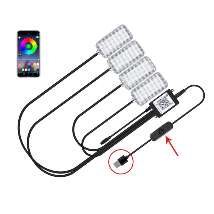 Eight-Color LED Voice Control Car Music Rhythm Atmosphere Light, Specification: 5V USB With Switch APP - Atmosphere lights by PMC TechLife | Online Shopping South Africa | PMC TechLife | Buy Now Pay Later Mobicred