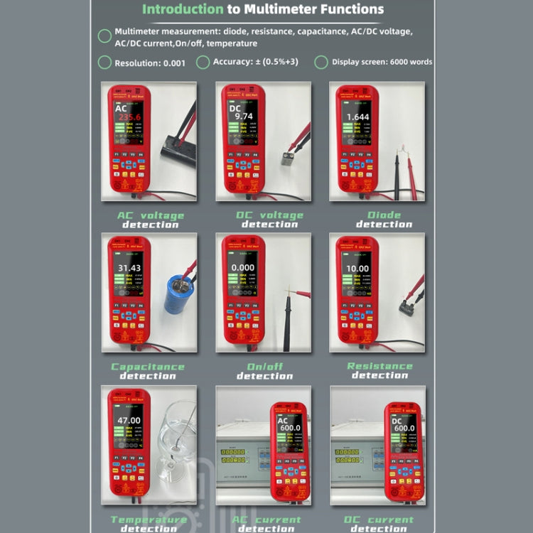 BSIDE O9 Digital Handheld Dual Channel 50MHz Oscilloscope Signal Source Multimeter, Spec: With Single Oscilloscope Probe (Red) - free shipping - PMC TechLife - Order now!