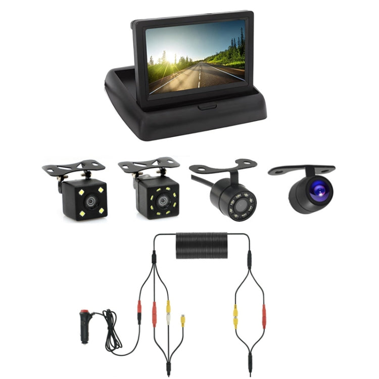 4.3 Inch Display Night Vision Waterproof Reversing Camera +7 Meter Extension Cable, Color: Detachable Screen + External 8 Light Camera - Rear View Cameras by PMC TechLife | Online Shopping South Africa | PMC TechLife | Buy Now Pay Later Mobicred