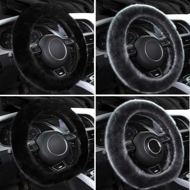 38cm Car Steering Wheel Winter Warm Short Plush Cover(D-type Black) - Steering Wheel Accessories by PMC TechLife | Online Shopping South Africa | PMC TechLife | Buy Now Pay Later Mobicred