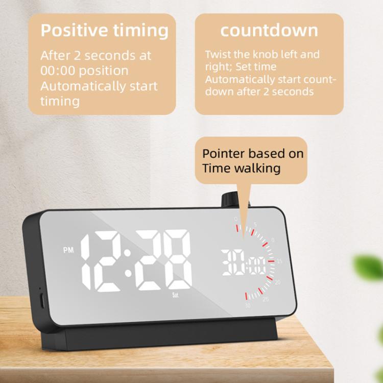 Multi-Functional LED Screen Mirror Charging Alarm Clock Reminder Visual Timer(Black) - Alarm Clocks by PMc TechLife | Online Shopping South Africa | PMc TechLife | Buy Now Pay Later Mobicred