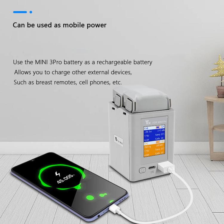 For DJI Mini 4 Pro / Mini 3 Pro / Mini 3 YX Color Screen Dual-way Charger Battery Manager Without Plug - free shipping - PMC TechLife - Order now!