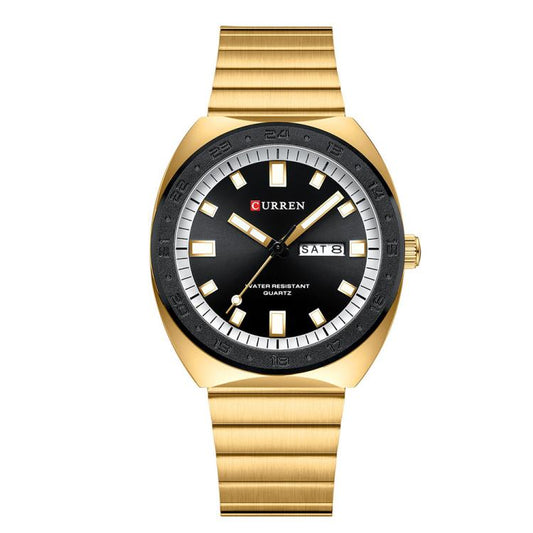 Curren Calendar Steel Strap Business Quartz Men Watch(Gold Black) - Alloy Watches by Curren | Online Shopping South Africa | PMC Jewellery | Buy Now Pay Later Mobicred