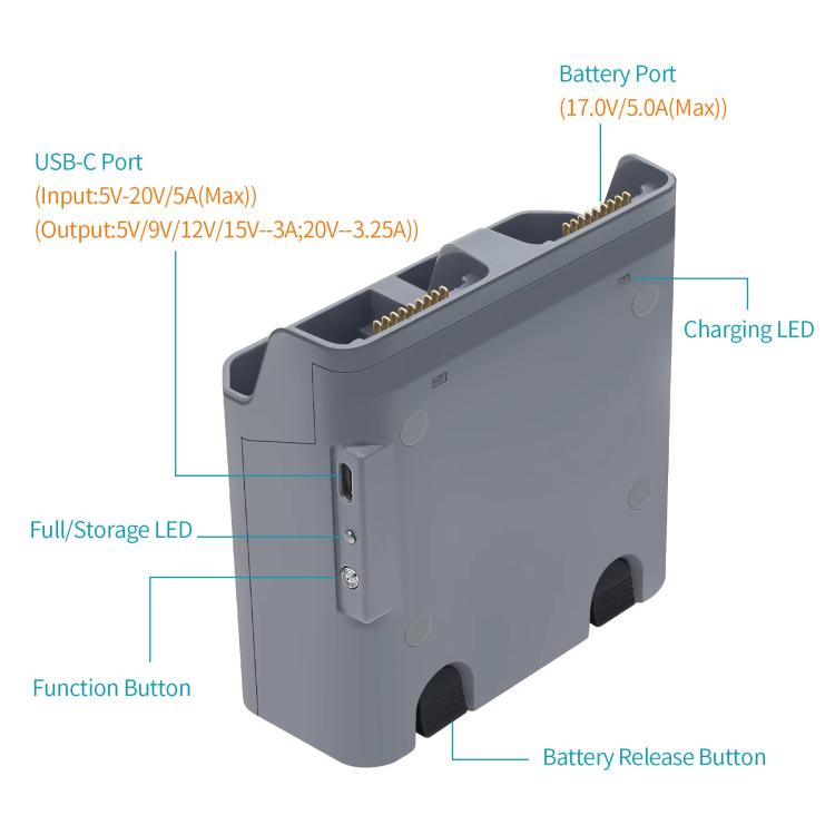 For DJI Air 3S /Air 3 YX Two-Way Charger Battery Manager(Light Gray) - free shipping - PMC TechLife - Order now!