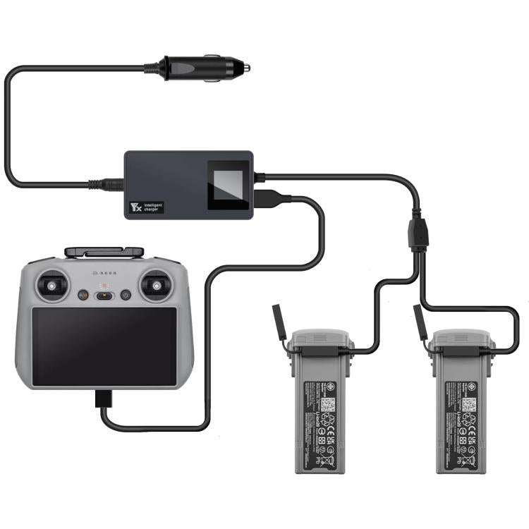 For DJI Air 3S /Air 3 YX Digital Display Car Charger Charge 2 Batteries At the Same Time(Black) - free shipping - PMC TechLife - Order now!