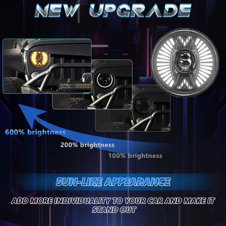 7 Inch Round Lens With Tangent Fan-Shaped Angel Eye Headlights(H4) - free shipping - PMc TechLife - Order now!