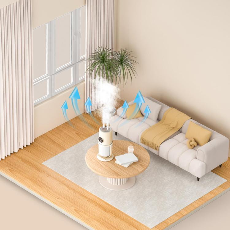 Desktop Dual Port Humidifier Portable Mini Air Purifier With Nightlight, Color: Beige - free shipping - PMC TechLife - Order now!