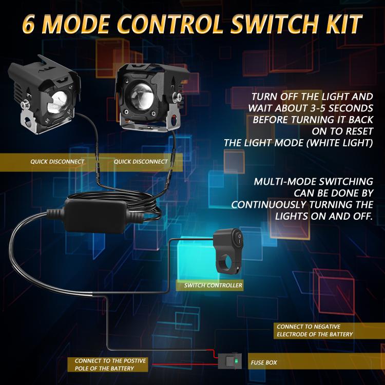Motorcycle Spotlight Strobe 6 Modes With Control Cable Set(SK1 POR) - Headlights by PMc TechLife | Online Shopping South Africa | PMc TechLife | Buy Now Pay Later Mobicred