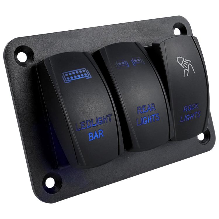 Blue Light Laser Engraved Panel Combination Switch For Car Boat, Specifications: 3-digit Panel - Car Switches by PMC TechLife | Online Shopping South Africa | PMC TechLife | Buy Now Pay Later Mobicred