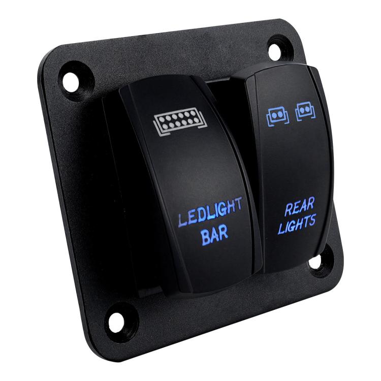 Blue Light Laser Engraved Panel Combination Switch For Car Boat, Specifications: 2-digit Panel - free shipping - PMC TechLife - Order now!