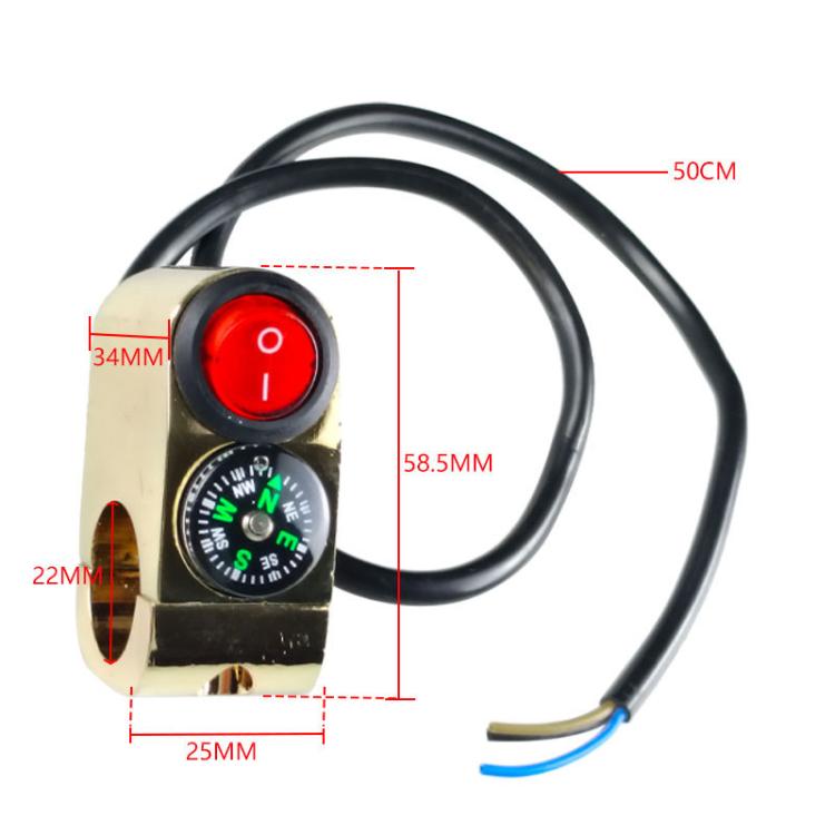 Motorbike Tap Handle Switch Compass Type Dual Flash High And Low Beam Spotlight Switch(Gold) - Electrical System by PMC TechLife | Online Shopping South Africa | PMC TechLife | Buy Now Pay Later Mobicred