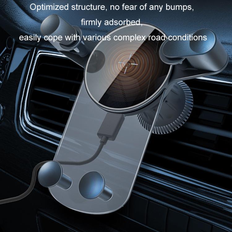 15W Mobile Phones Snap-on Car Wireless Charging Holder(Black) - Wireless Charger Holders by PMC TechLife | Online Shopping South Africa | PMC TechLife | Buy Now Pay Later Mobicred