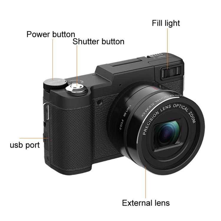 Micro SLR 5X Optical Zoom / 8X Digital Zoom Digital Camera 48MP HD Shooting VCR Photo Camera(Black) - Video Cameras by PMC TechLife | Online Shopping South Africa | PMC TechLife | Buy Now Pay Later Mobicred