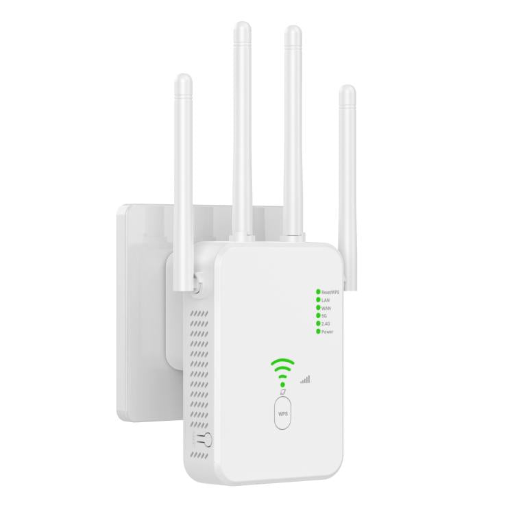 Urant U10 1200Mbps 2.4G & 5.8G Wireless Repeater WiFi Signal Amplifier With 4 Antenna EU Plug White - Broadband Amplifiers by Urant | Online Shopping South Africa | PMC TechLife | Buy Now Pay Later Mobicred