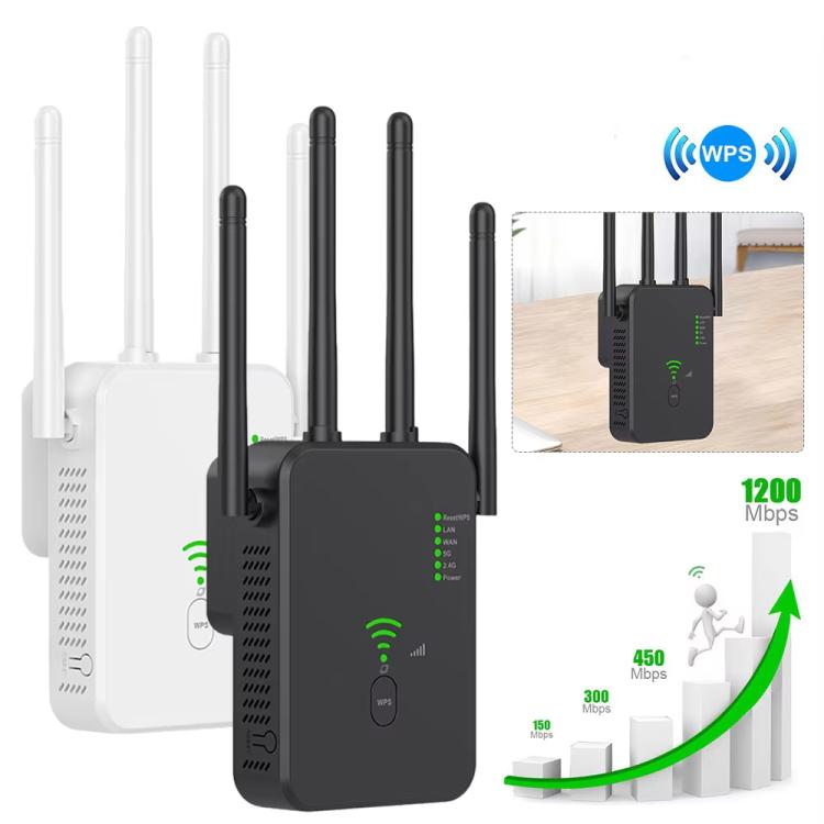 Urant U10 1200Mbps 2.4G & 5.8G Wireless Repeater WiFi Signal Amplifier With 4 Antenna US Plug White - Broadband Amplifiers by Urant | Online Shopping South Africa | PMC TechLife | Buy Now Pay Later Mobicred