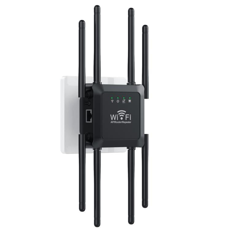 U18 1200Mbps 2.4G & 5G  Wireless Repeater WiFi Signal Amplifier With 8 Antenna US Plug Black - Broadband Amplifiers by PMC TechLife | Online Shopping South Africa | PMC TechLife | Buy Now Pay Later Mobicred