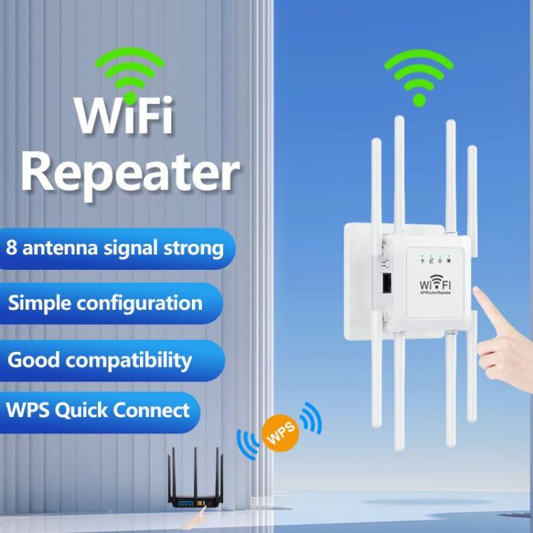 U18 300Mbps 2.4G Wireless Repeater WiFi Signal Amplifier With 8 Antennas US Plug White - Broadband Amplifiers by PMC TechLife | Online Shopping South Africa | PMC TechLife | Buy Now Pay Later Mobicred