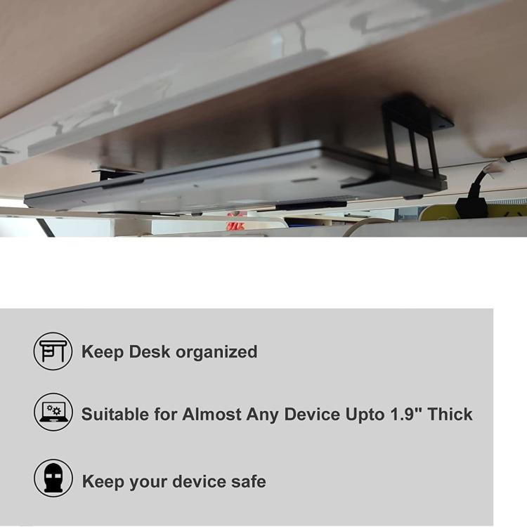 Under Desk Laptop Tablet Mini PC Storage Stand Metal Invisible Tray Rack, Height: 4.8cm - Laptop Stand by PMC TechLife | Online Shopping South Africa | PMC TechLife | Buy Now Pay Later Mobicred