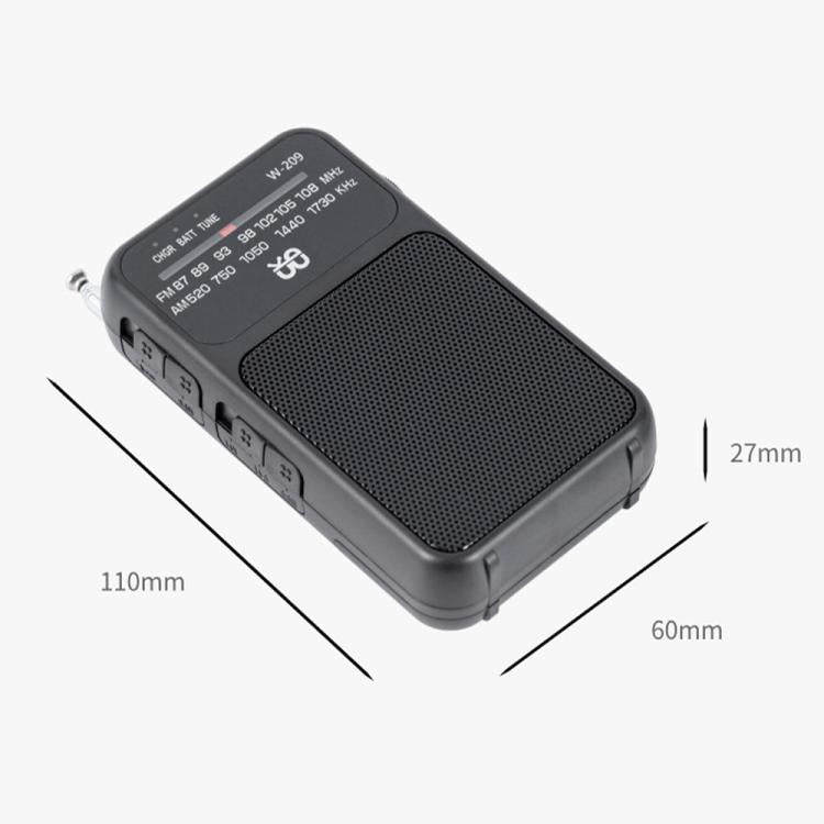 W-209 Mini Portable Rechargeable / Battery Dual-mode Powered Pointer FM Radio with Flashlight(White) - Radio Player by PMC TechLife | Online Shopping South Africa | PMC TechLife | Buy Now Pay Later Mobicred